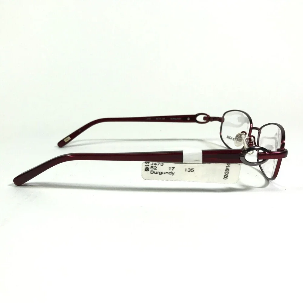 Jones New York Eyeglasses Frames J473 BURGUNDY Red Round Full Rim 52-17-135